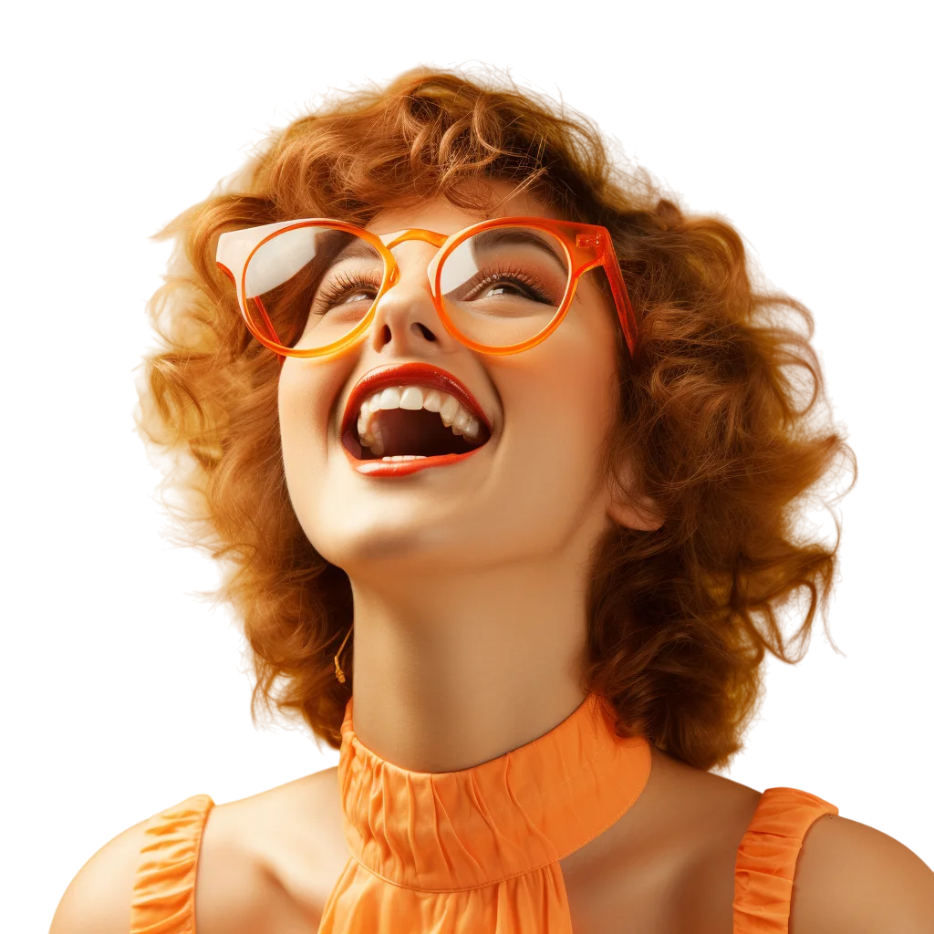 Smiling Woman with Curly Orange Hair Free PNG