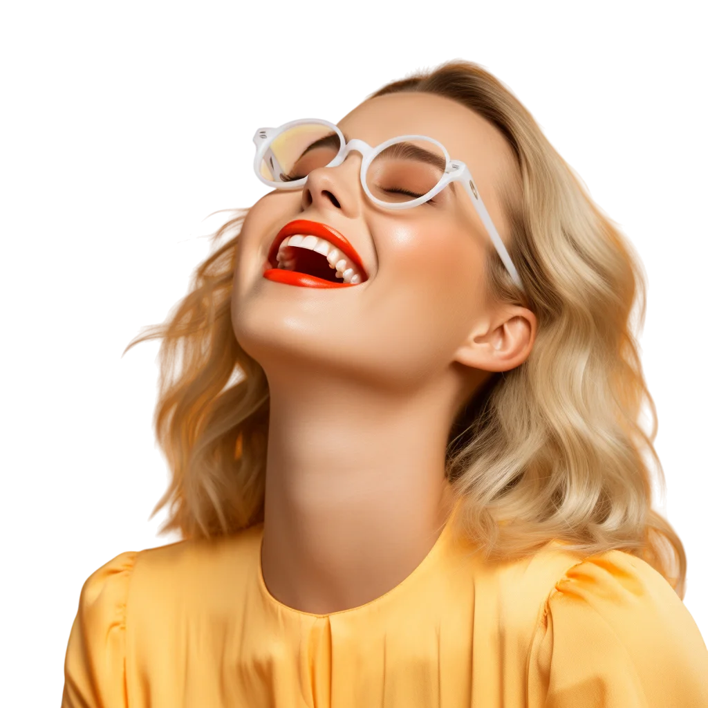 Smiling Woman in Yellow Top Free PNG Image