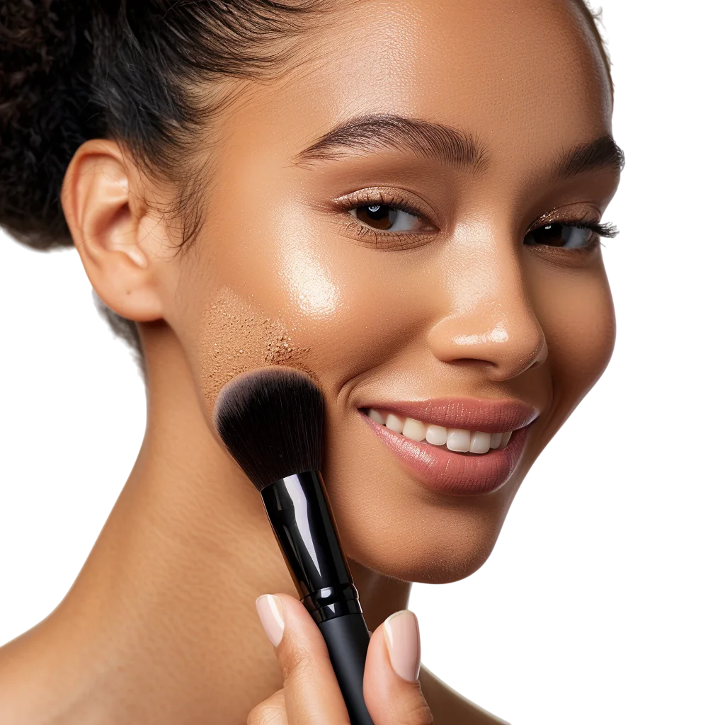 Woman Applying Makeup with Brush Free PNG