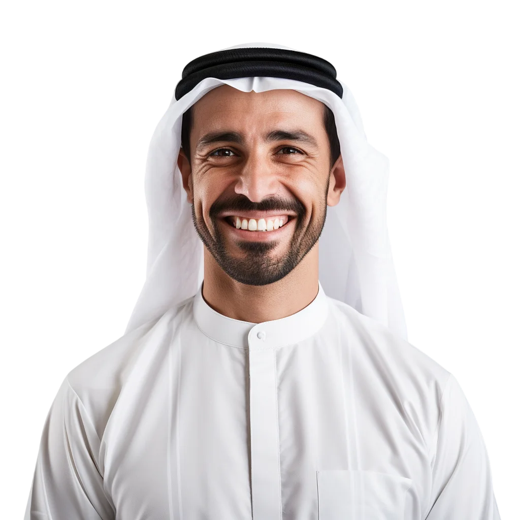 Smiling Arab Man in Kandura Free PNG Image