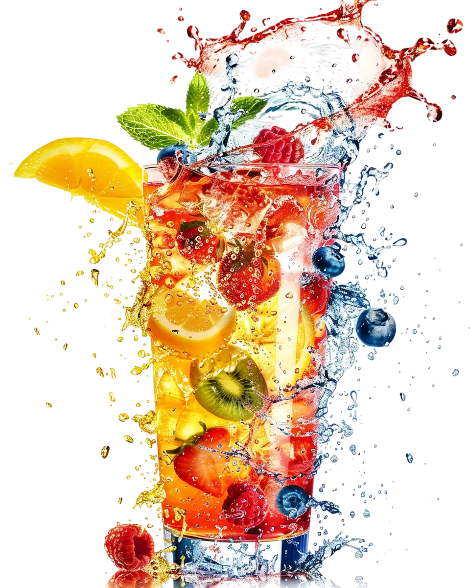 Dynamic Tropical Fruit Drink Splash Free PNG