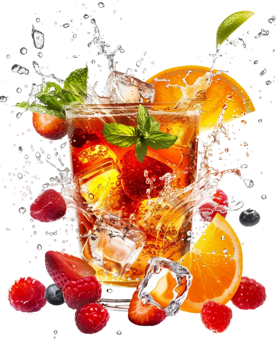 Refreshing Iced Fruit Tea Splash Free PNG Image
