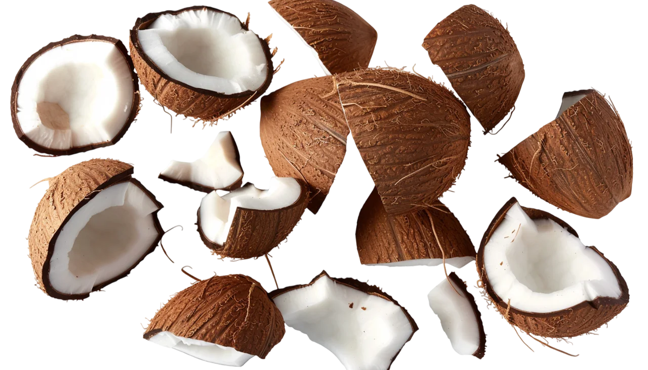 Broken Coconut Pieces and Shells Free PNG