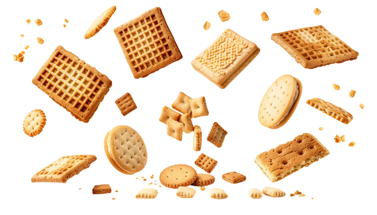 Falling Assorted Snacks and Crackers Free PNG