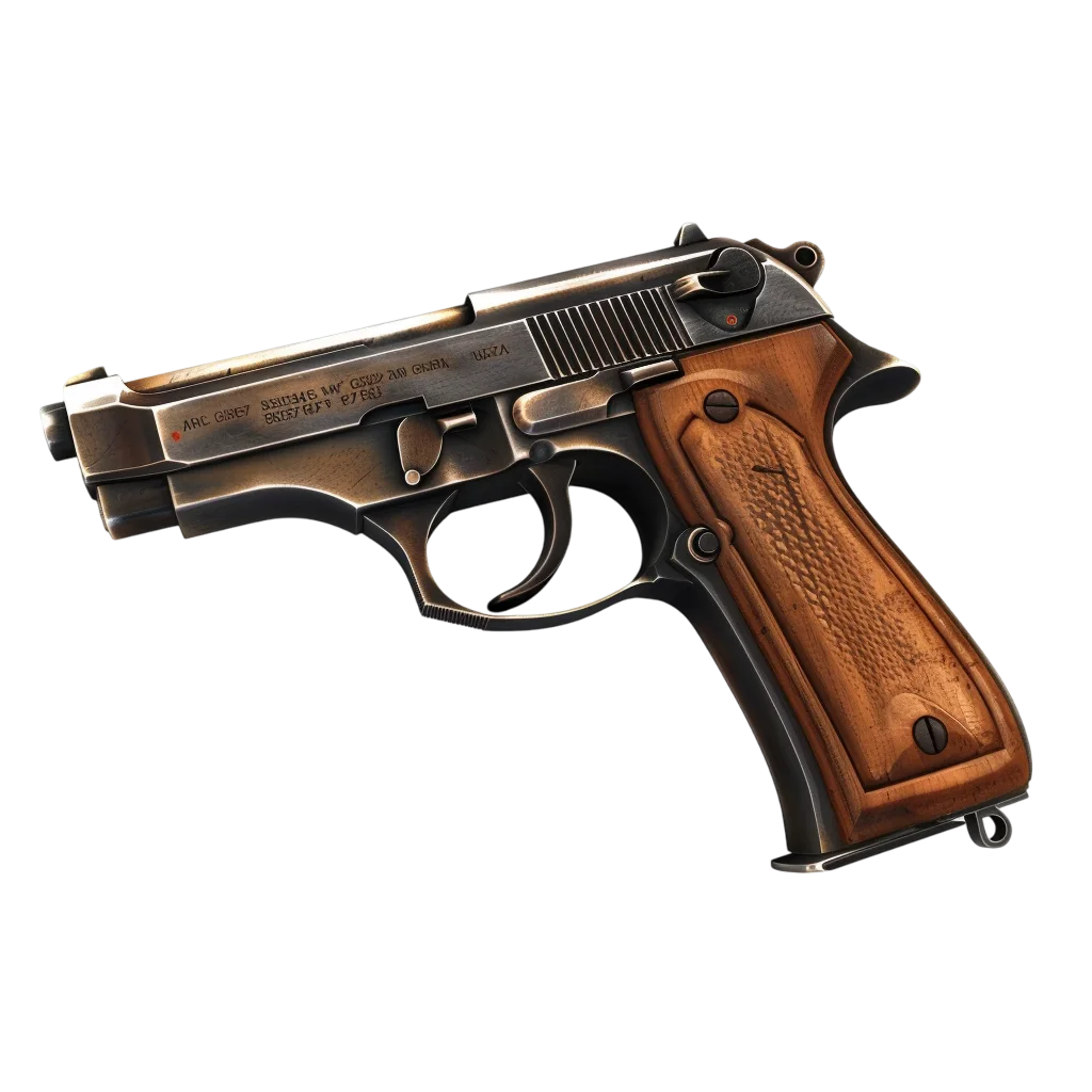 Vintage Pistol with Wooden Grip Free PNG