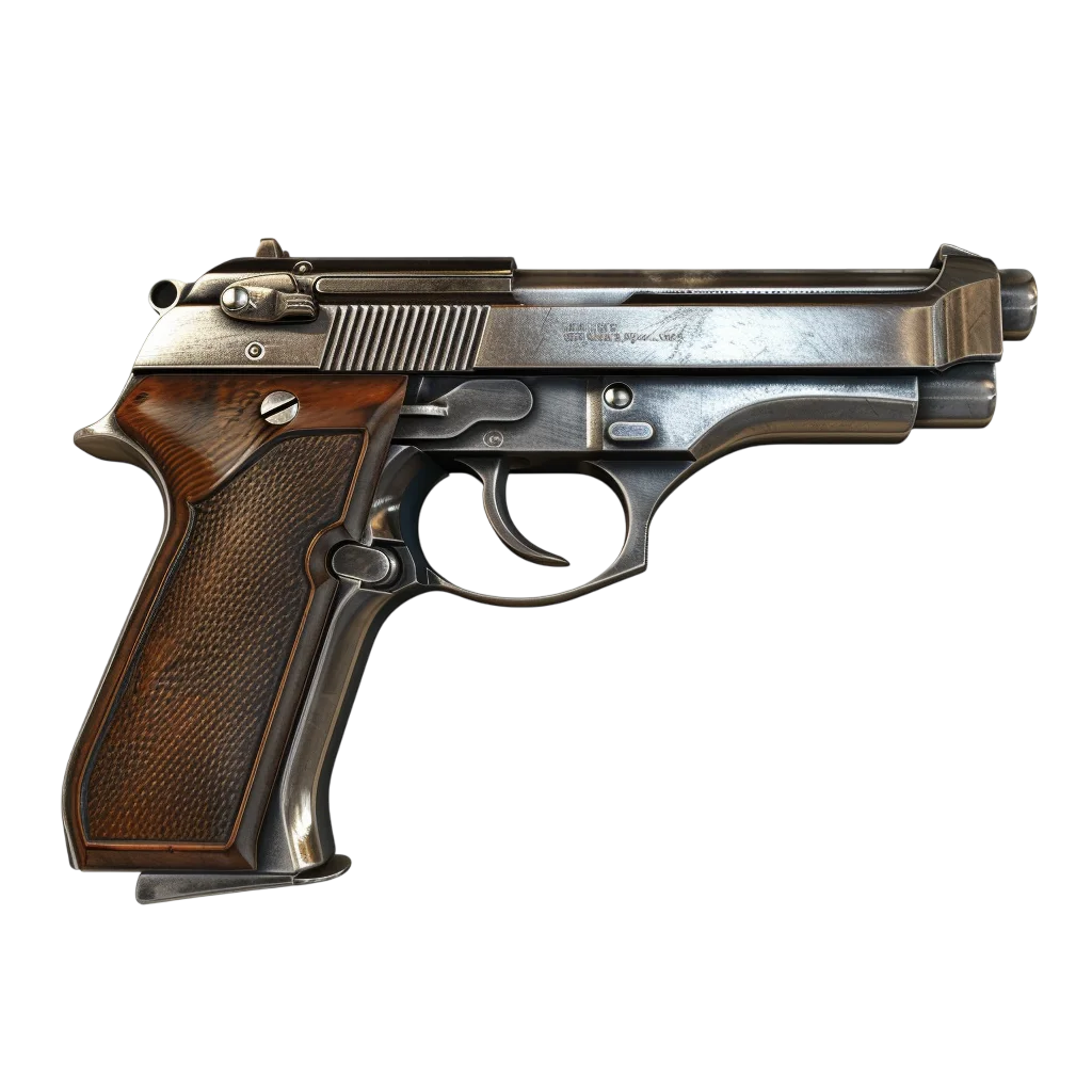 Vintage Metal Handgun Free PNG Image