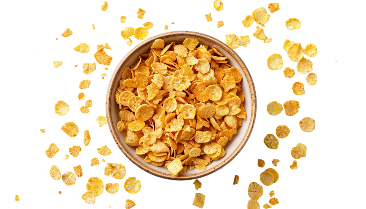 Bowl of Crispy Cornflakes Free PNG Graphic