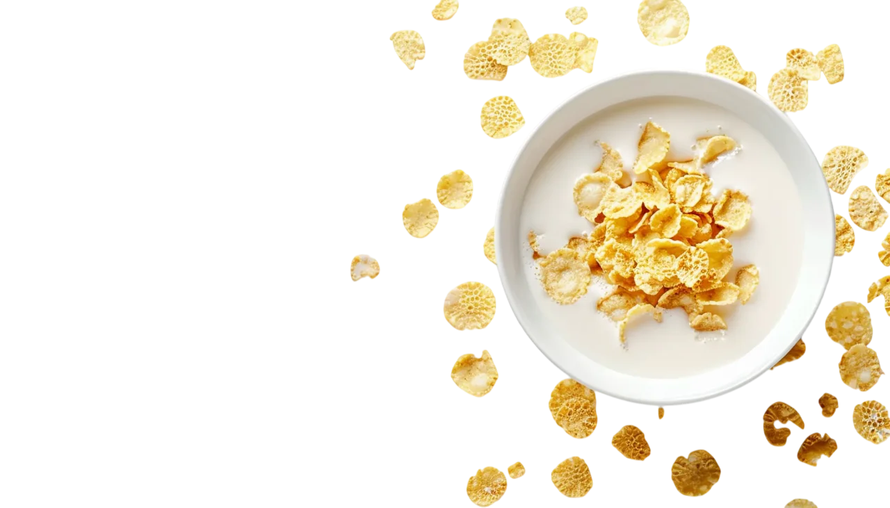 Bowl of Cornflakes and Milk Free PNG Image