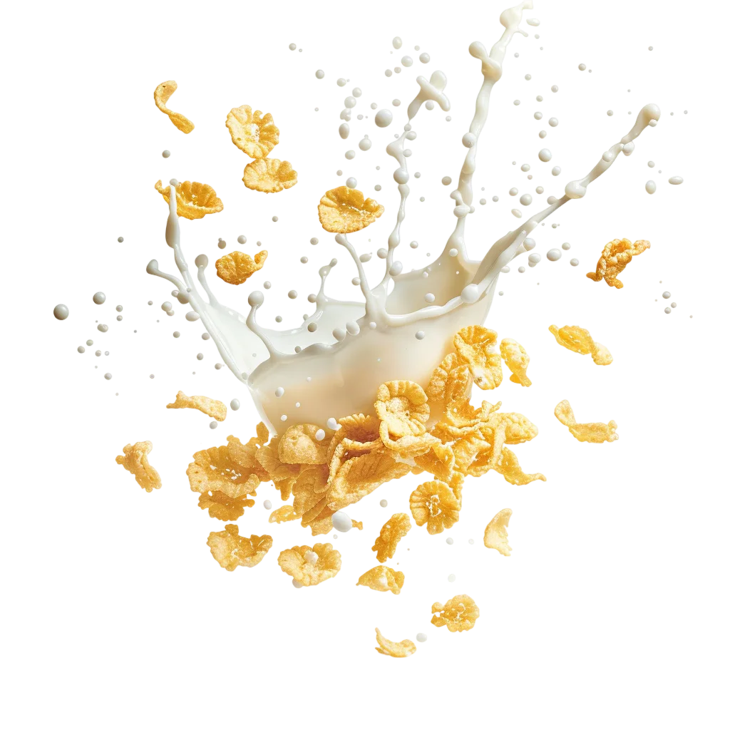 Milk Splash with Cereal Flakes Free PNG