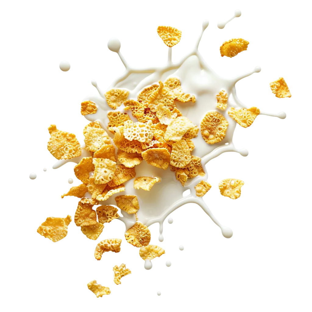 Flakes and Milk Splash Free PNG Image