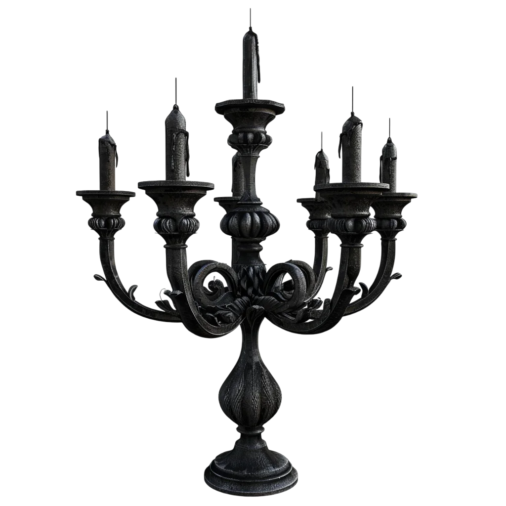 Black Decorative Candelabra Free PNG Graphic