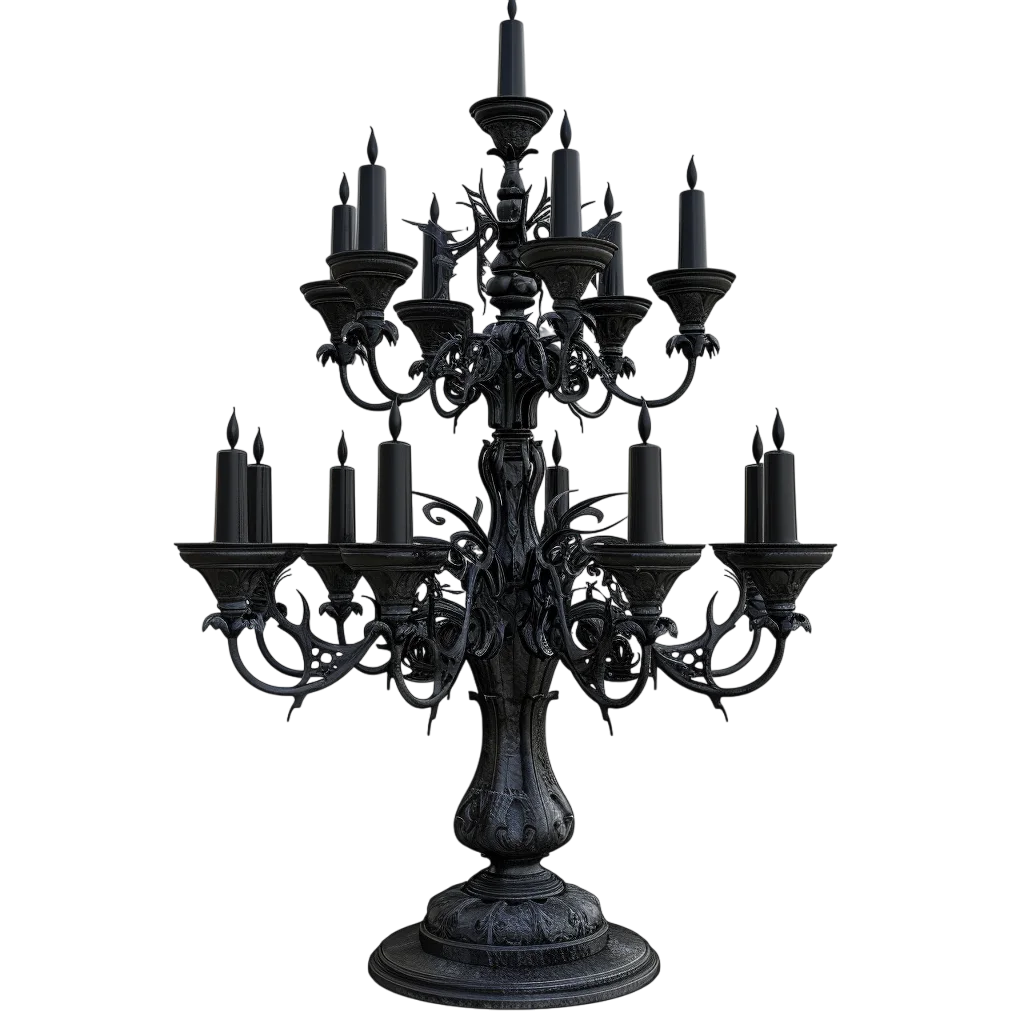 Black Vintage Candelabra Lamp Free PNG Image