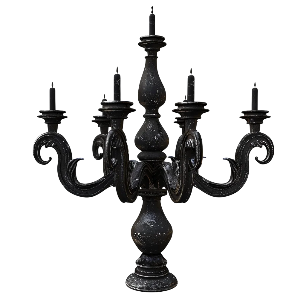 Black Ornate Candelabra Stand Free PNG Image