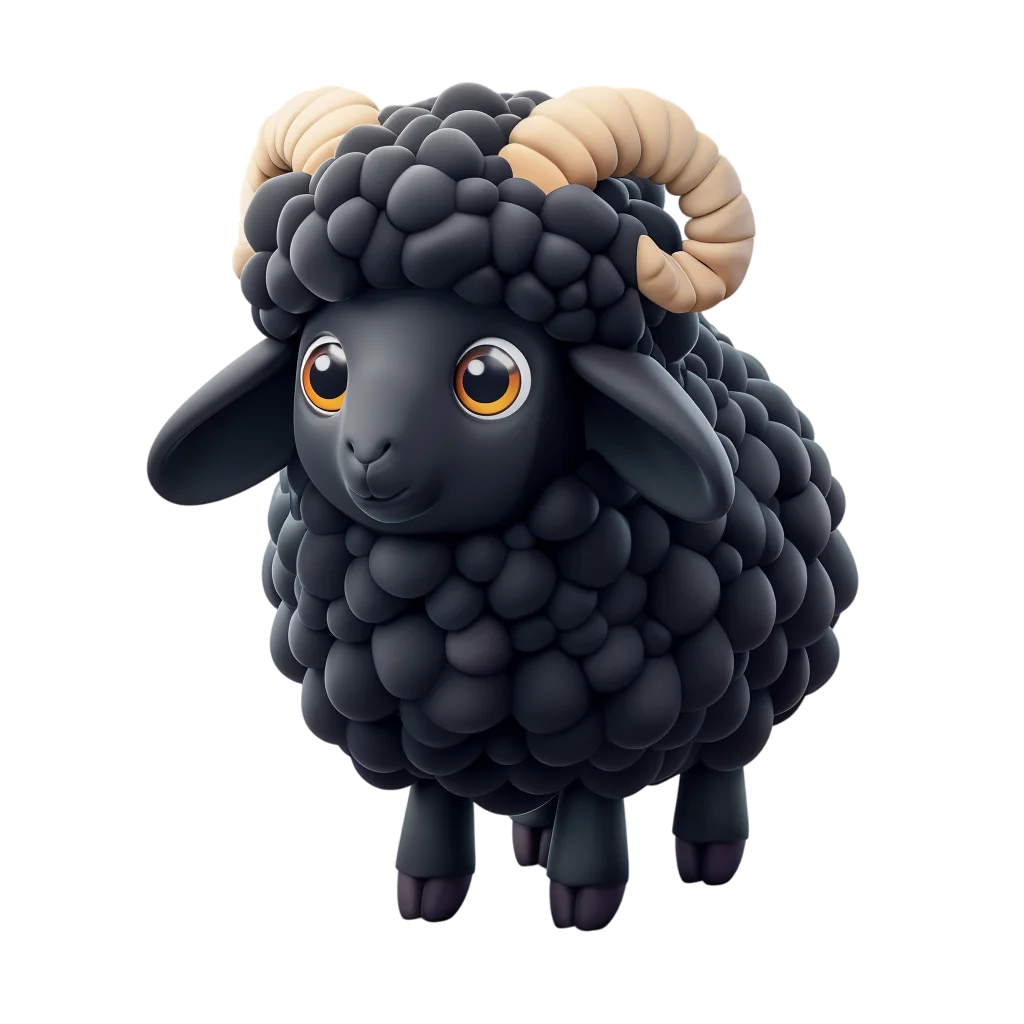 Cute Black Sheep Standing Free PNG Graphic