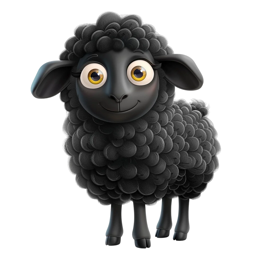 Cute Fluffy Black Sheep Standing Free PNG