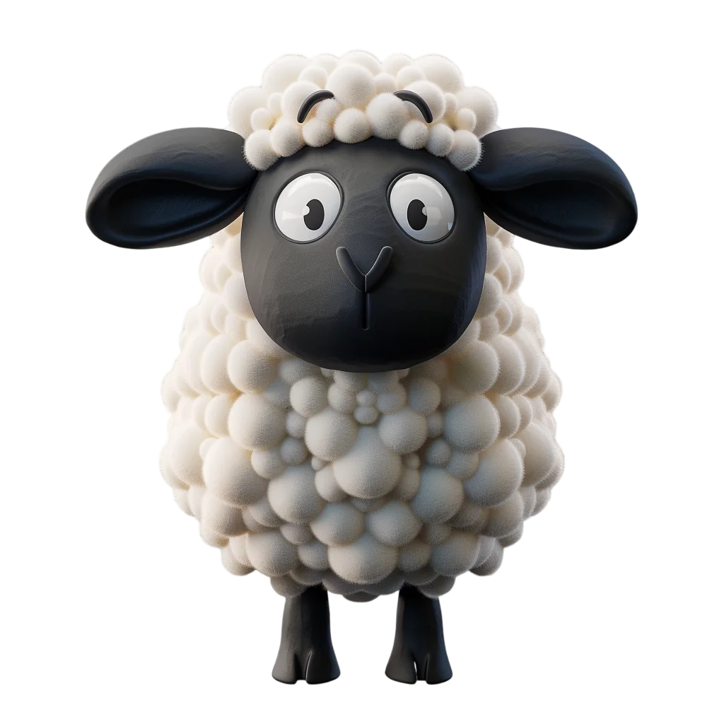 Cute Fluffy White Sheep Standing Free PNG