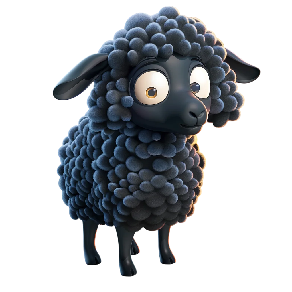 Cute Black Sheep Standing Free PNG Image