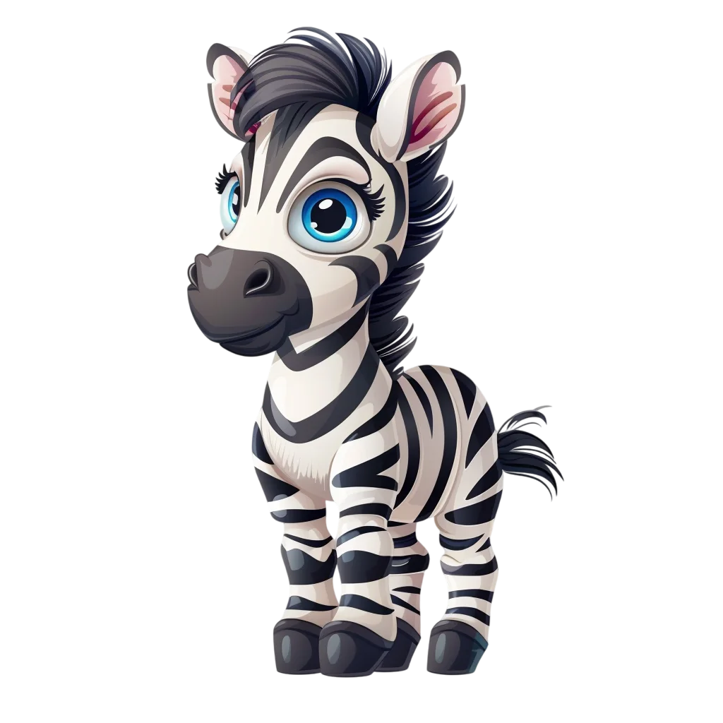 Cute Cartoon Zebra Standing Free PNG Stock