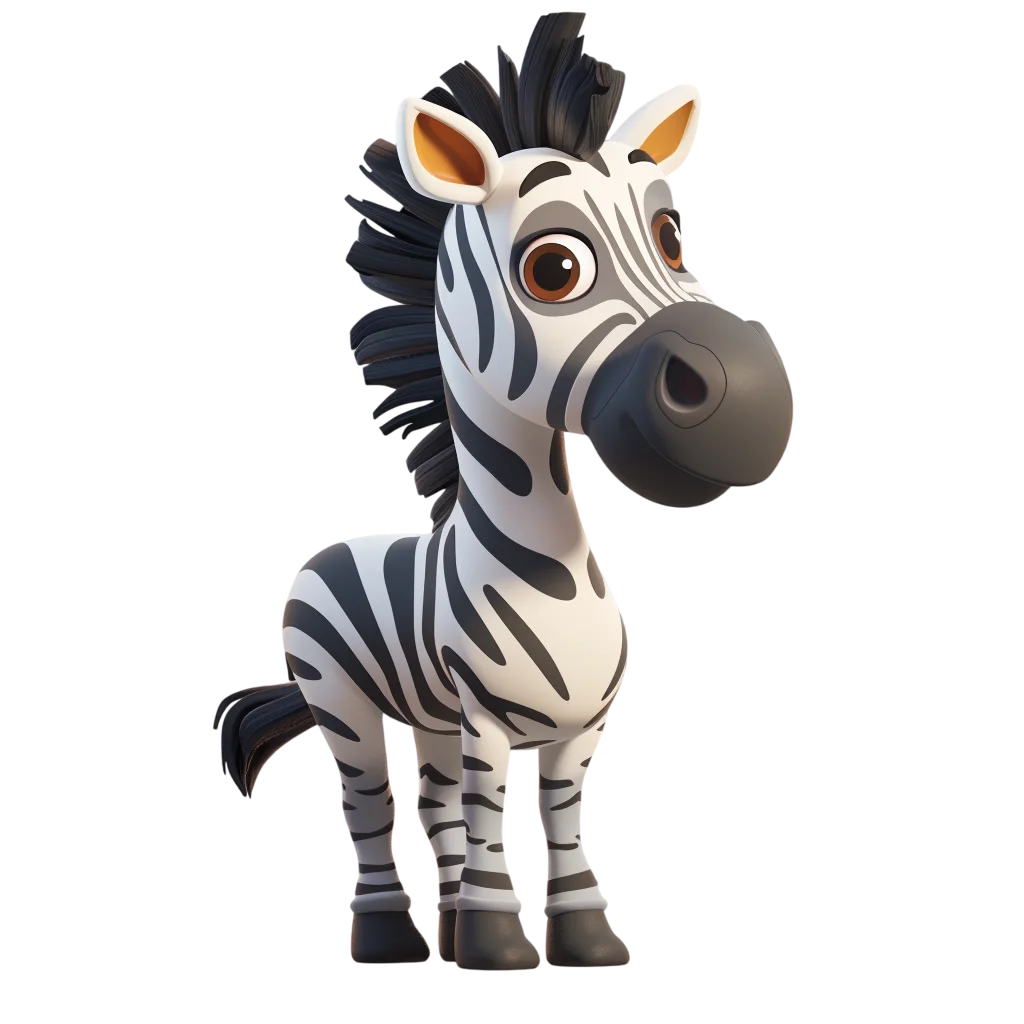 Cute Cartoon Zebra Standing Free PNG Image