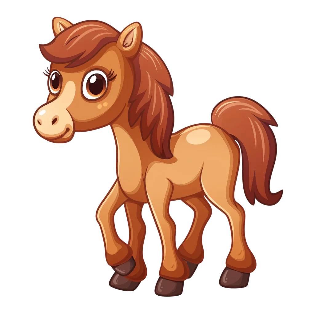 Cute Brown Foal Standing Free PNG Image