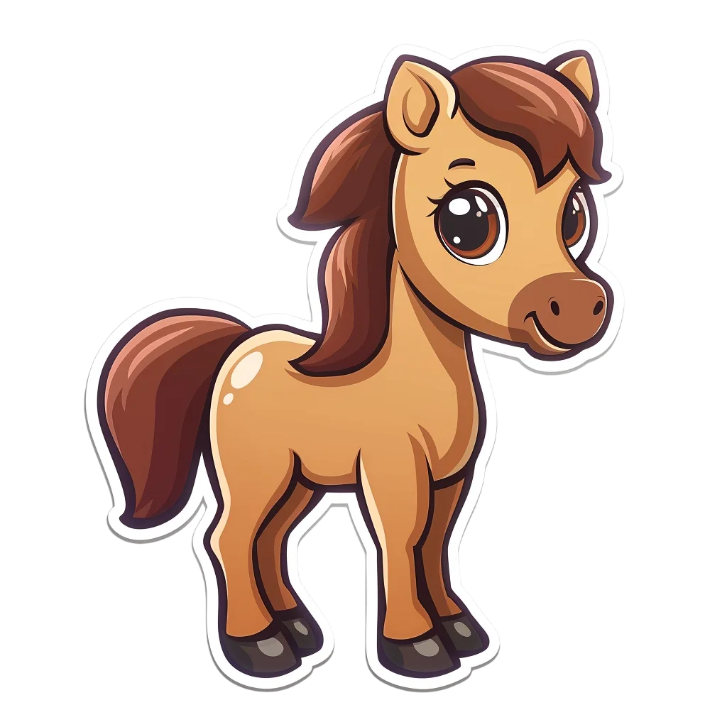 Cute Standing Pony Cartoon Free PNG Graphic