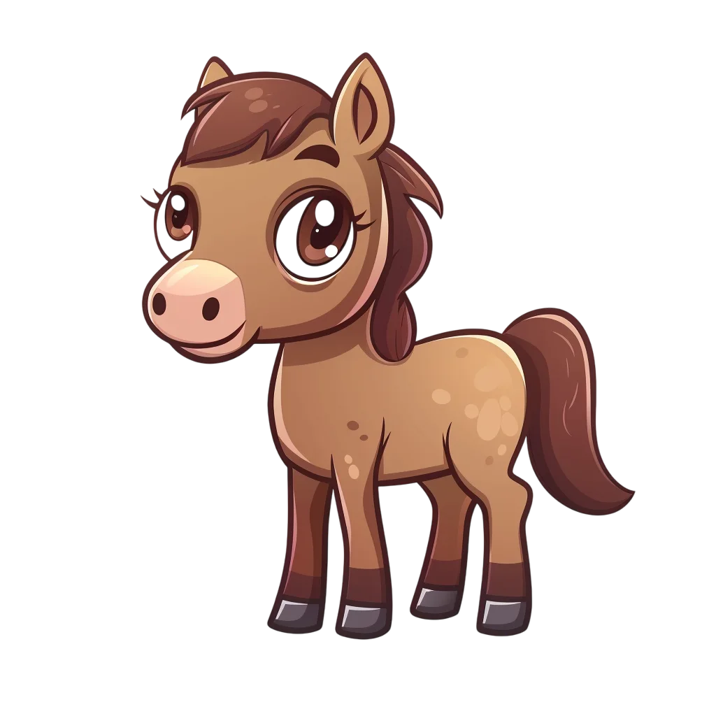 Cute Cartoon Pony Standing Free PNG Image