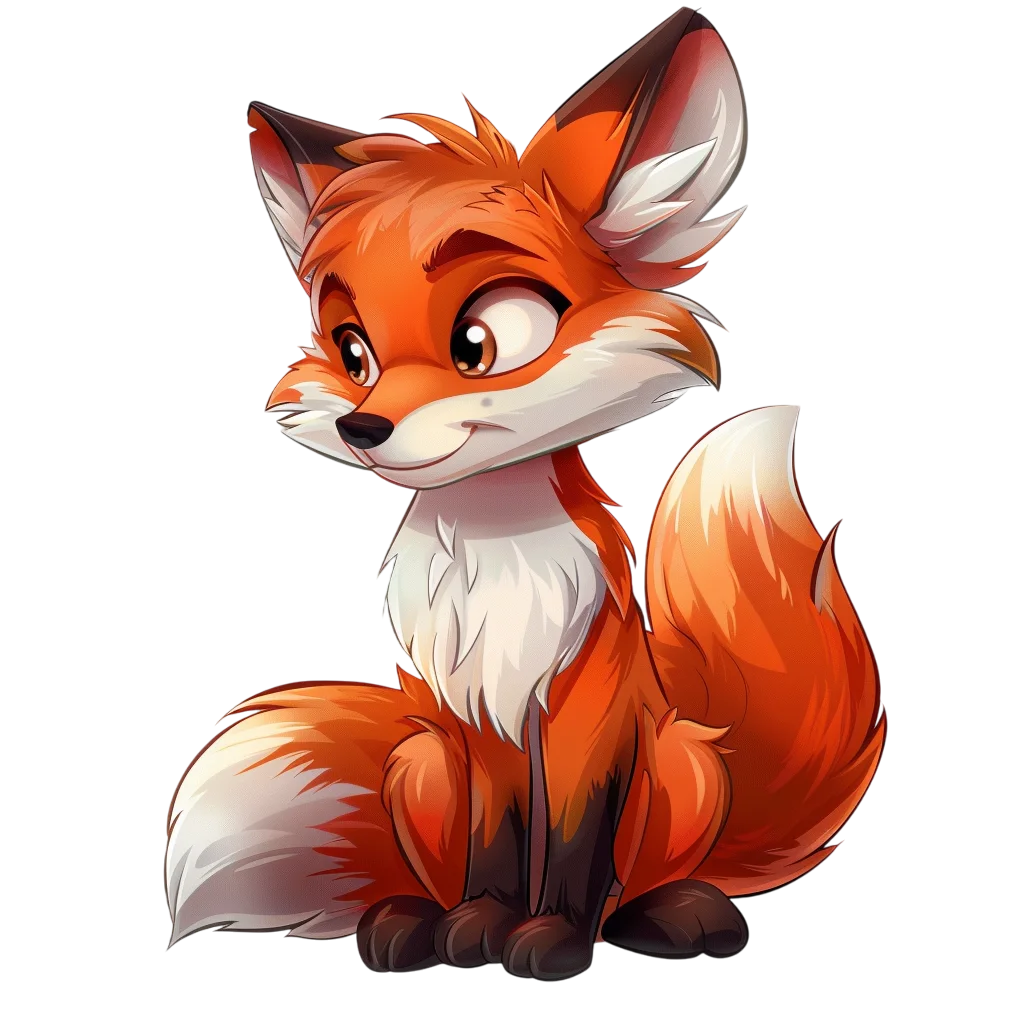 Sitting Red Fox Cartoon Character Free PNG