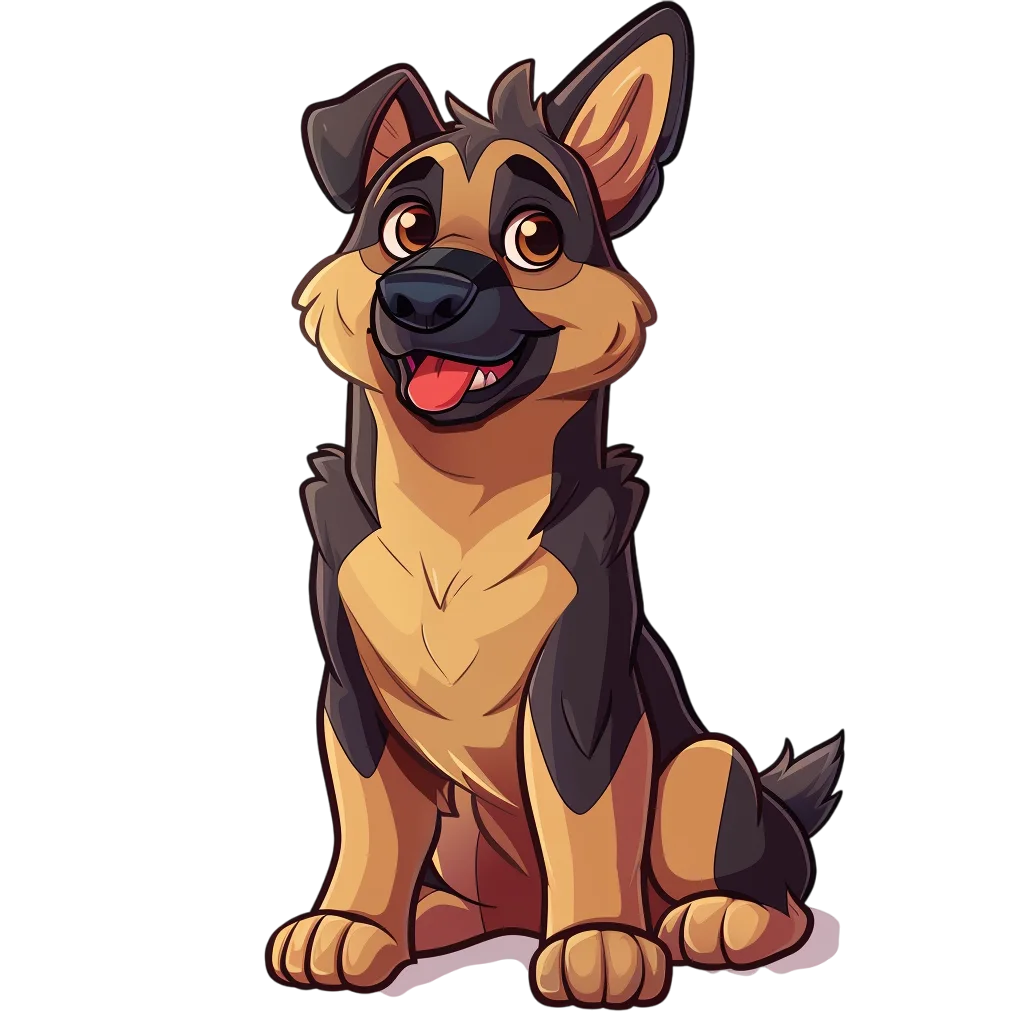 German Shepherd Puppy Cartoon Character Free PNG Image