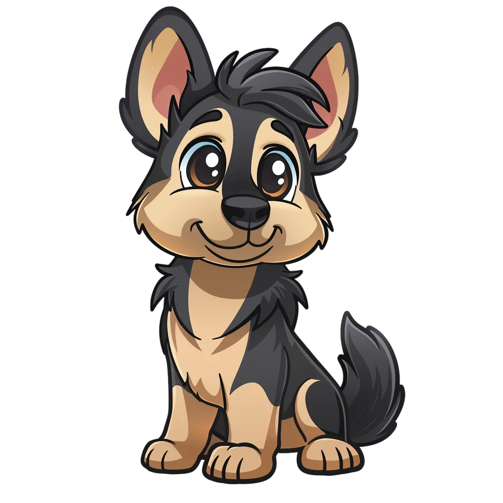Cute Cartoon German Shepherd Puppy Free PNG
