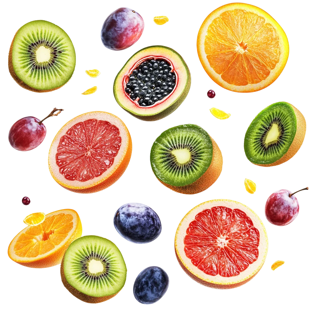 Tropical Citrus And Berry Mix Flatlay PNG