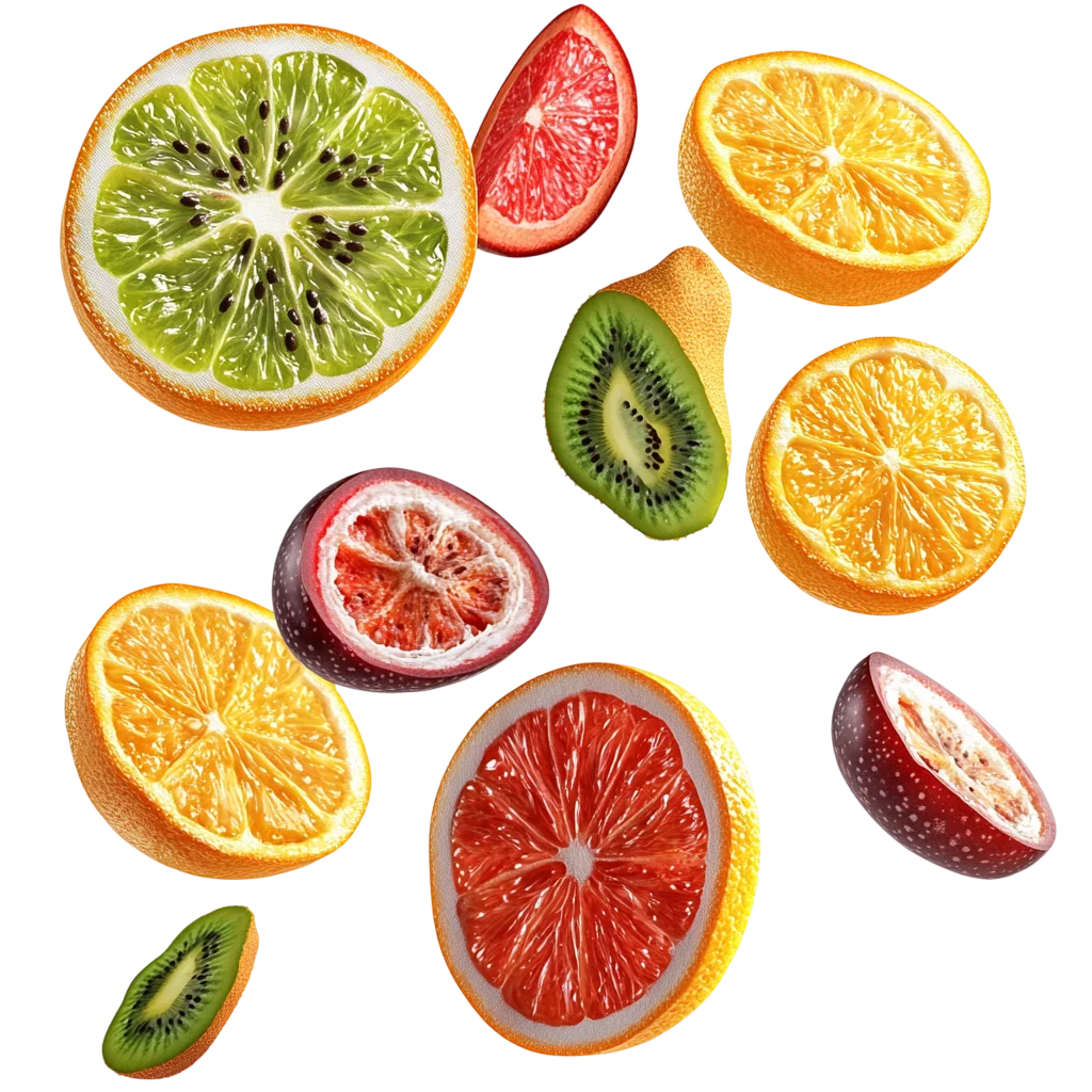 Mixed Kiwi And Orange Slices Pattern PNG