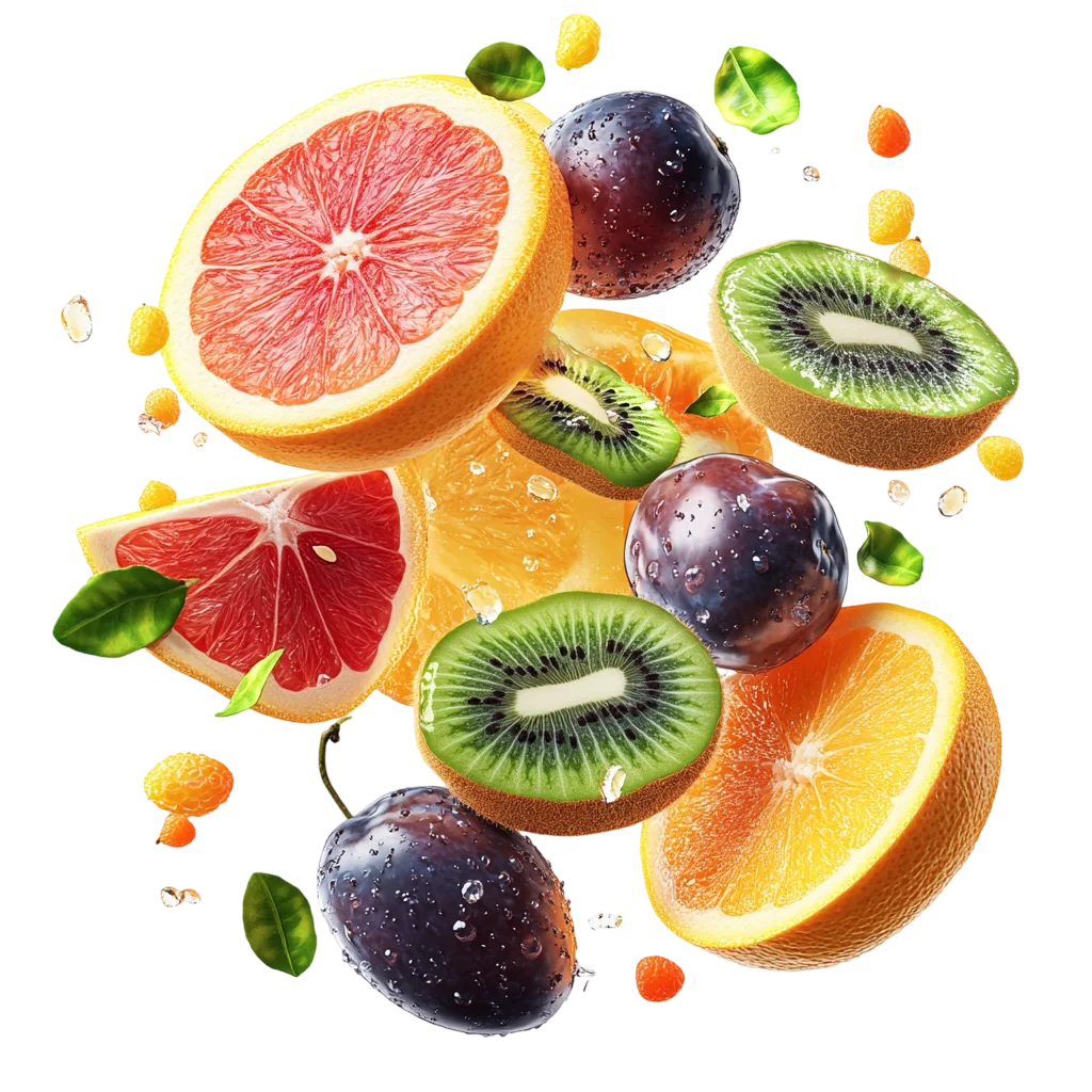 Mixed Tropical Citrus Fruit Slices Pattern PNG