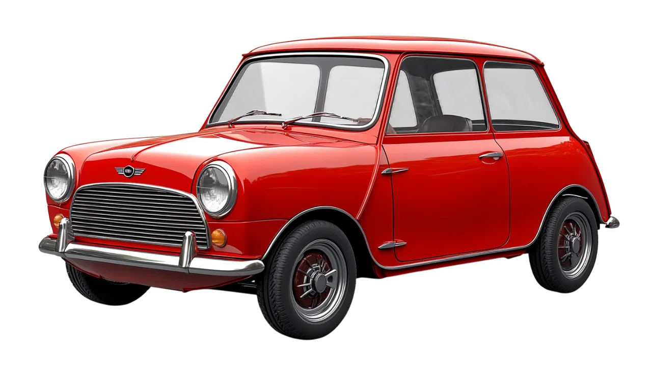 Classic Red Mini Car Angled View Free PNG