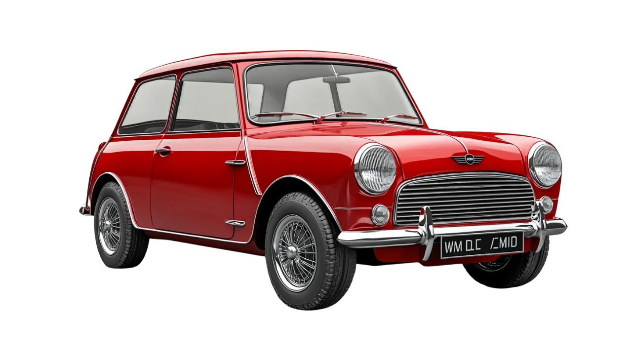 Classic Red Mini Car Side View Free PNG