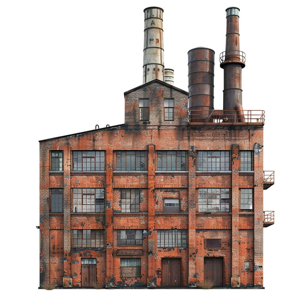 Vintage Red Brick Factory Building PNG