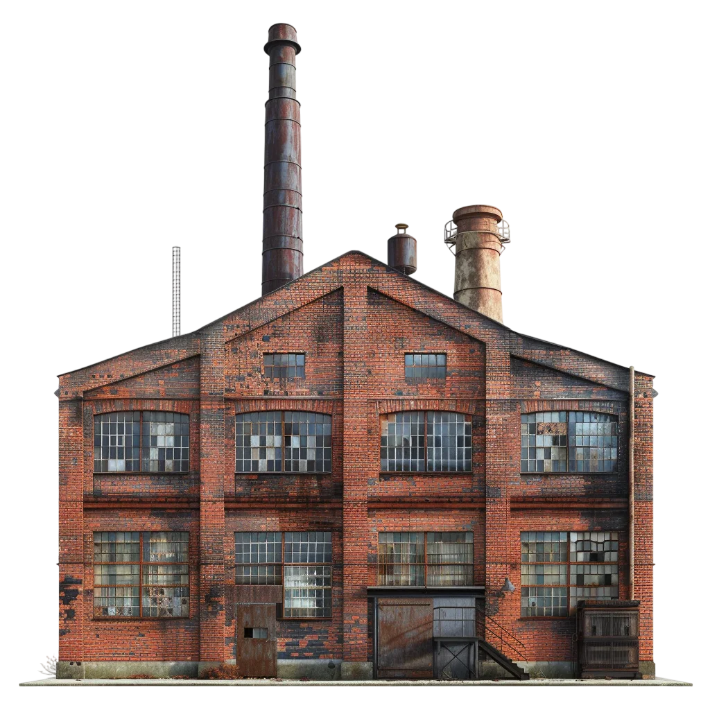 Vintage Red Brick Industrial Factory PNG
