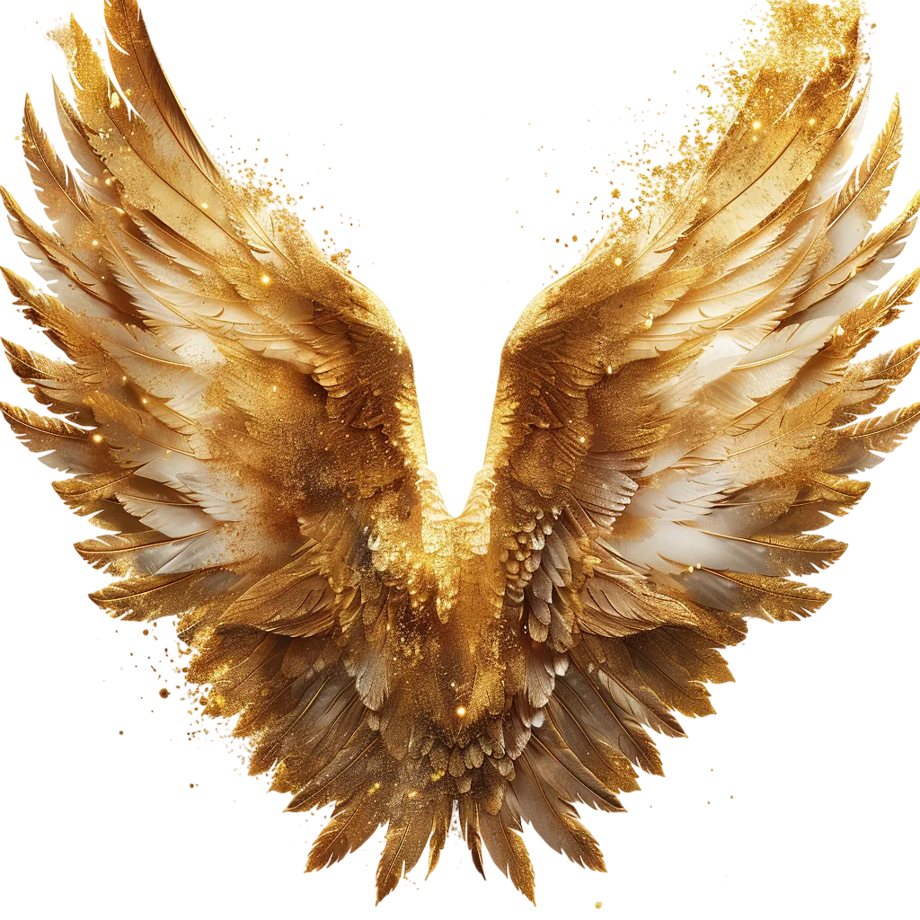 Majestic Glowing Golden Angel Wings Free PNG