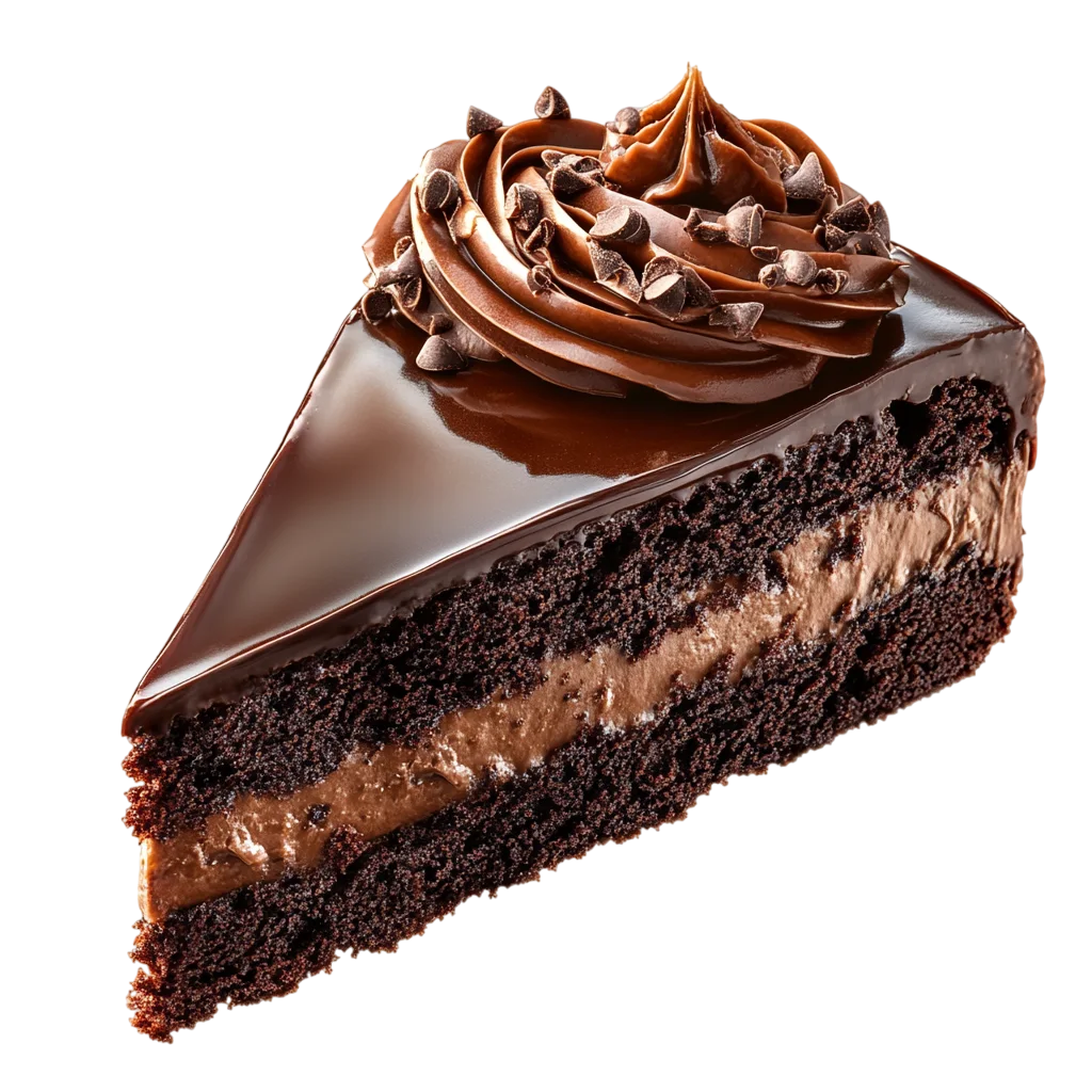 Rich Chocolate Cake Slice Dessert Free PNG