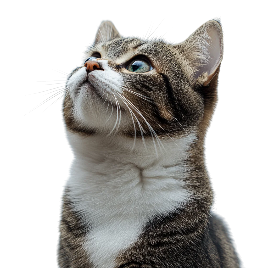 Curious Tabby Cat Looking Up Free PNG