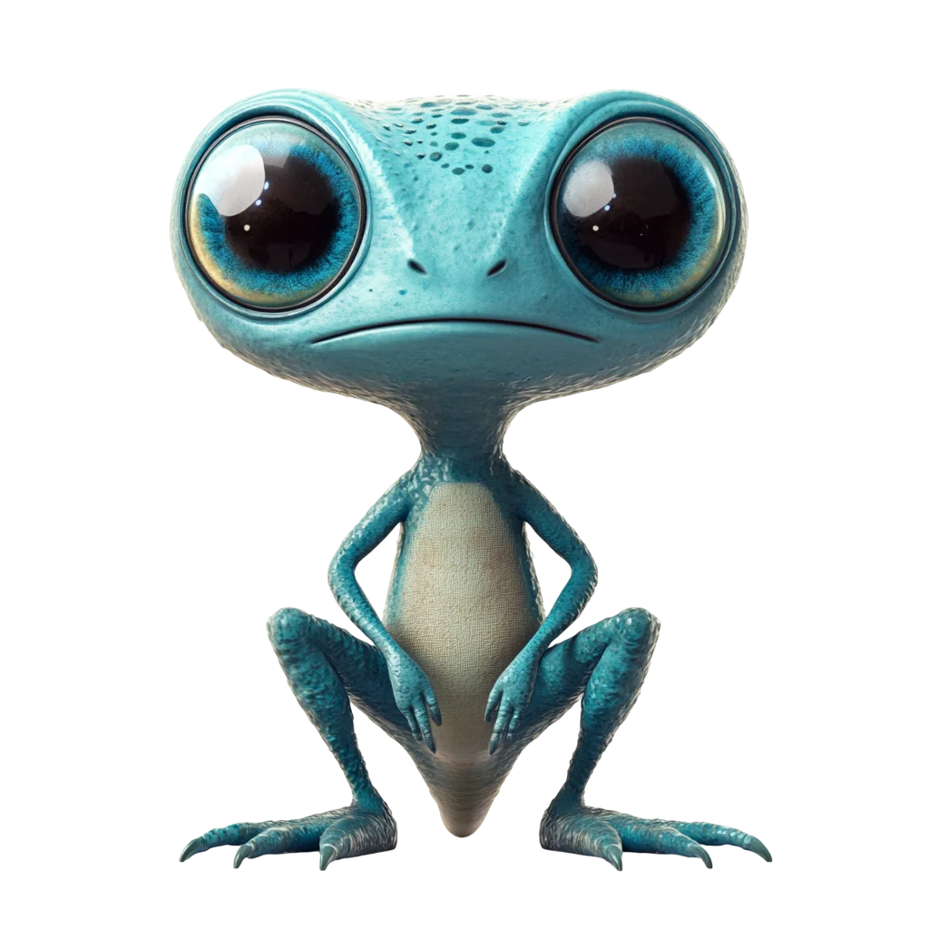 Cute Blue Alien Creature Character Free PNG
