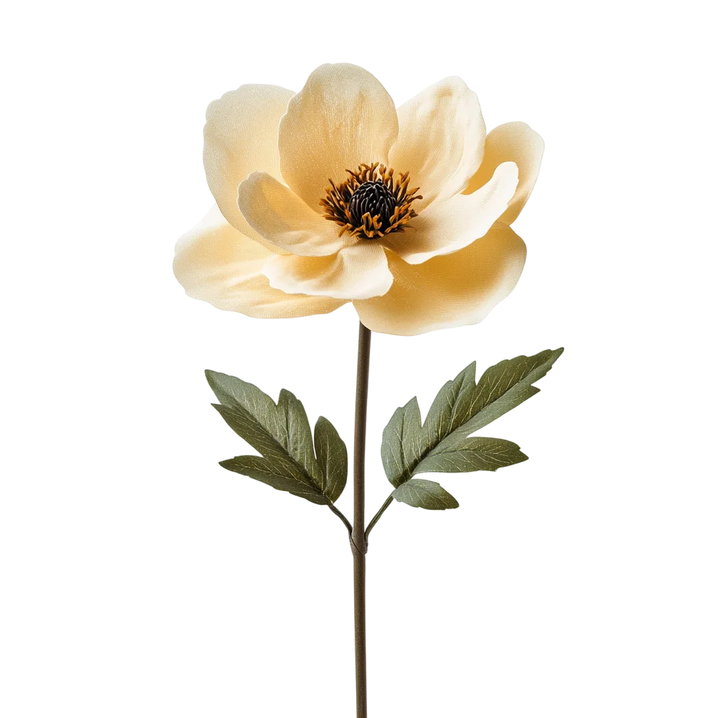 Single Yellow Flower Stem And Leaves Free PNG