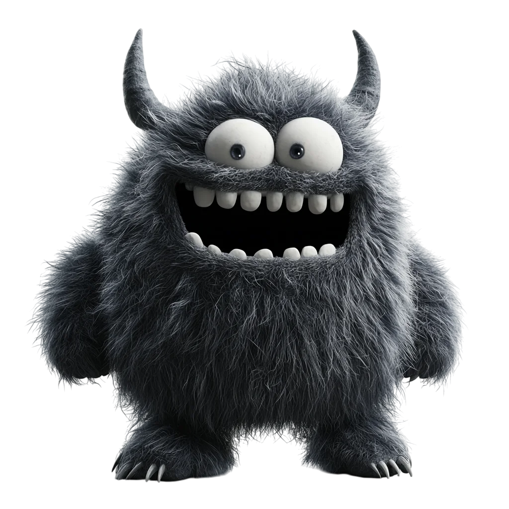 Spooky Cute Dark Horned Monster Free PNG