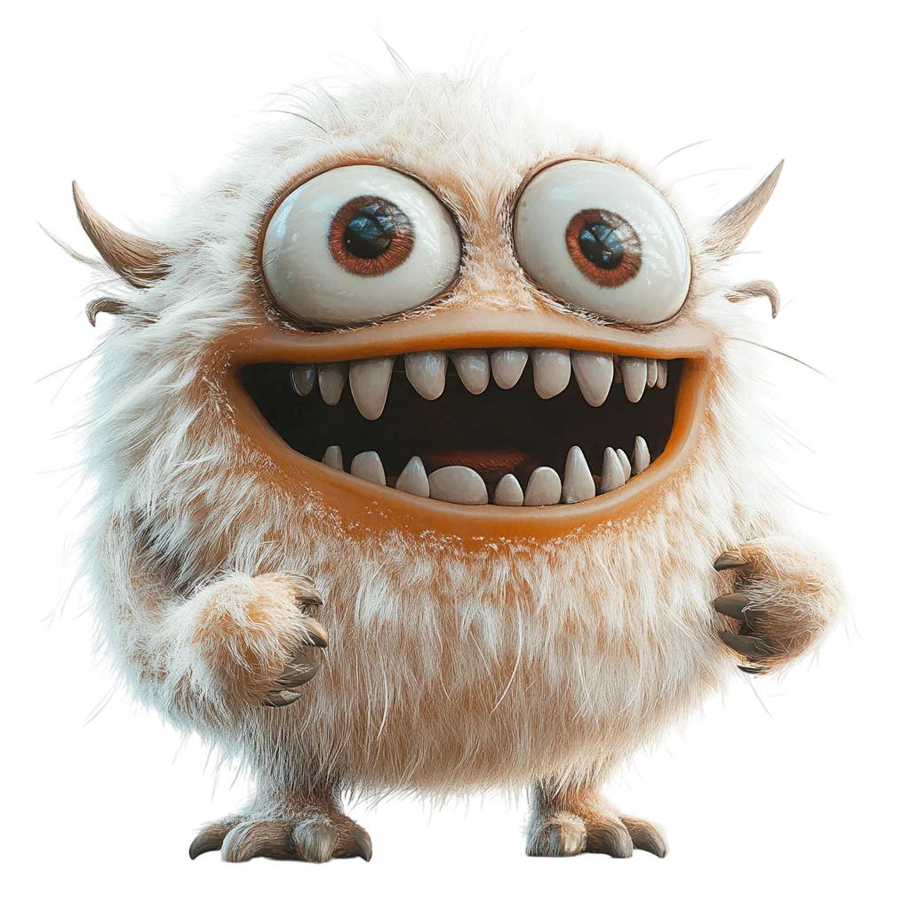 Spooky Cute Fluffy Monster Character Free PNG