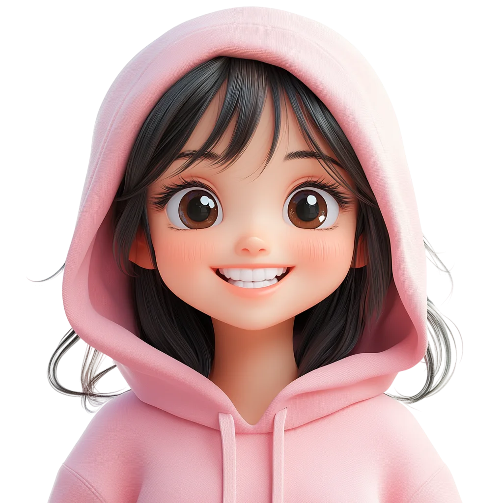 Cute Chibi Pink Hoodie Girl Portrait Free PNG