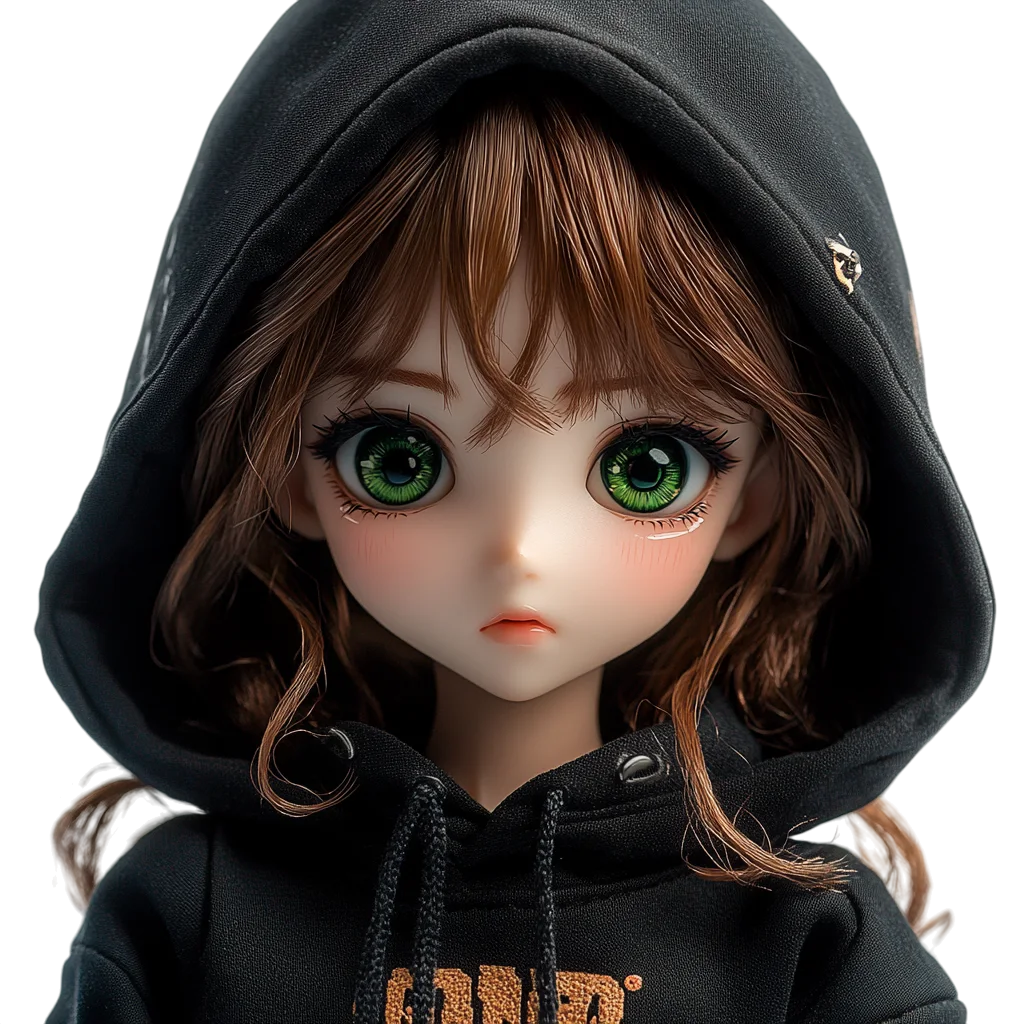 Cute Chibi Black Hoodie Girl Character Free PNG