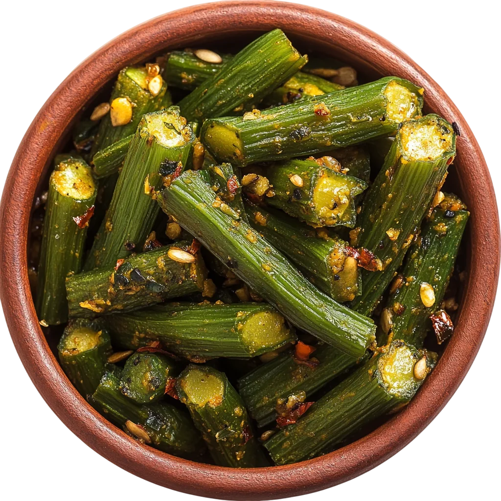 Fresh Sauteed Okra Vegetable Bowl PNG
