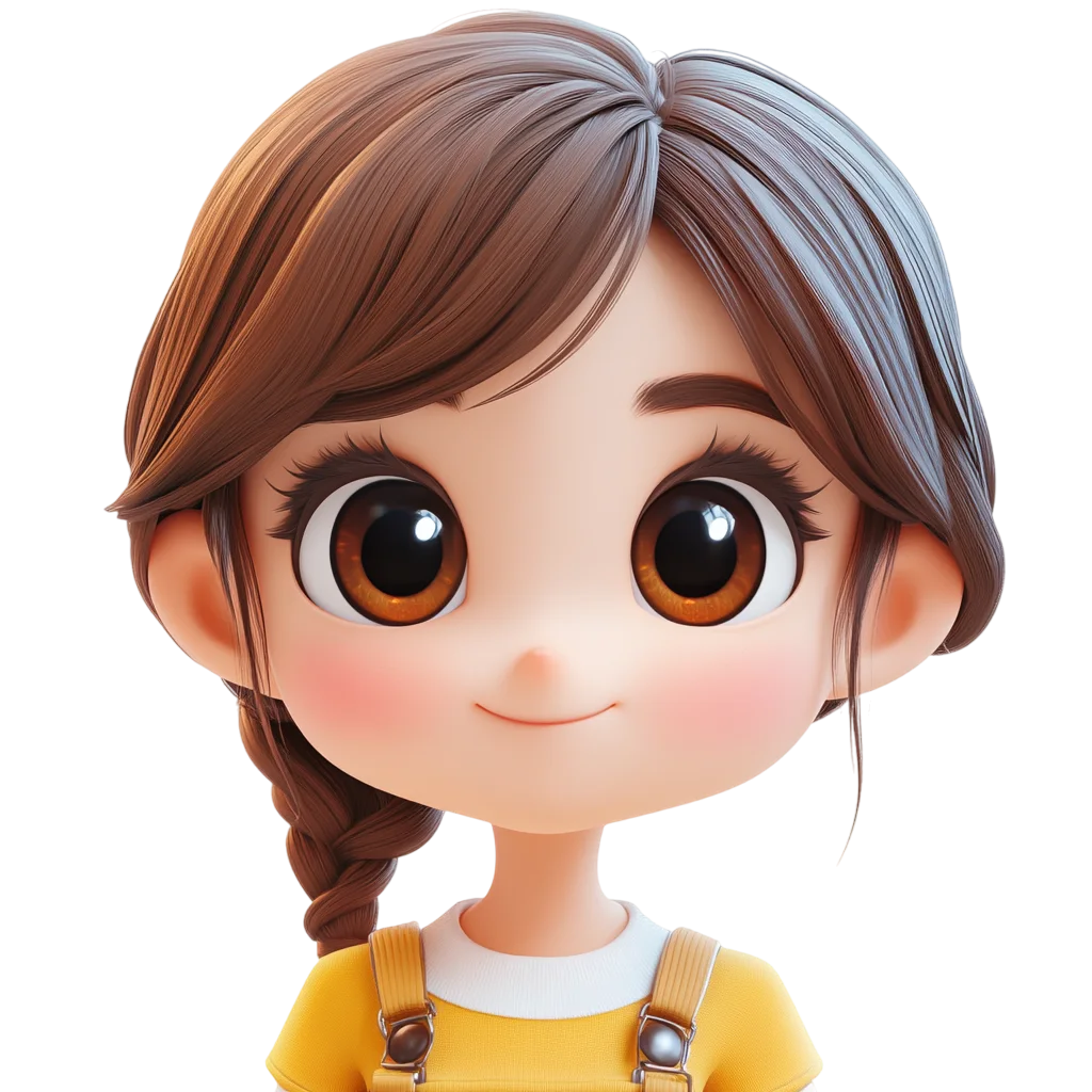 Cute Chibi Girl Portrait With Bows Free PNG