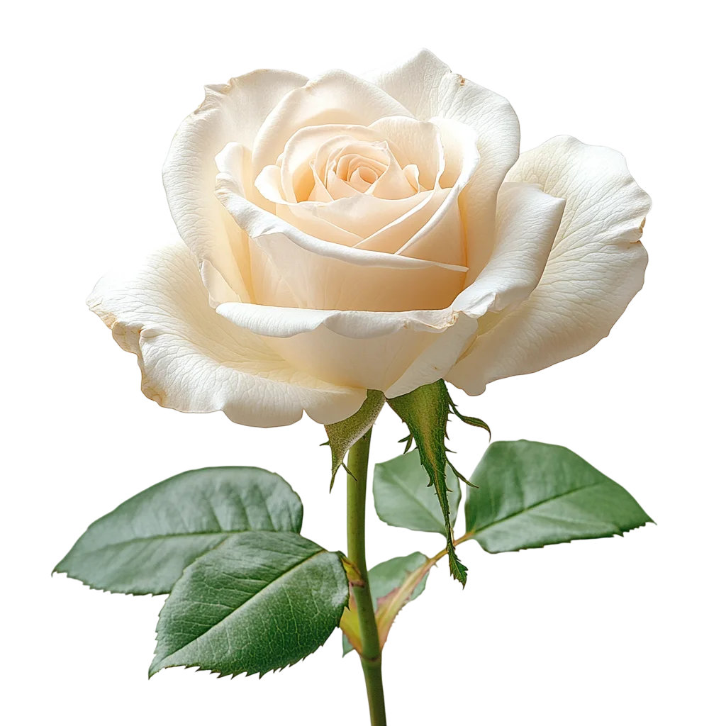 White Rose Flower With Leaves Free PNG