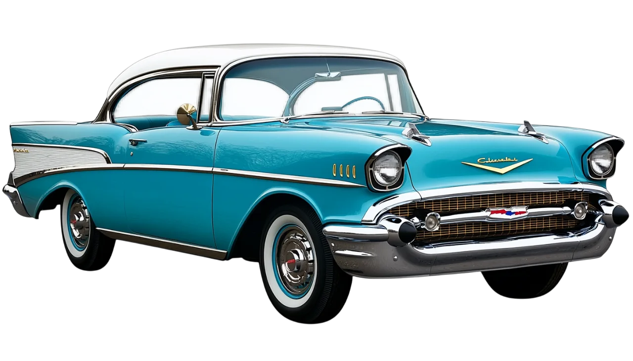 Classic Turquoise Vintage Car Angled PNG