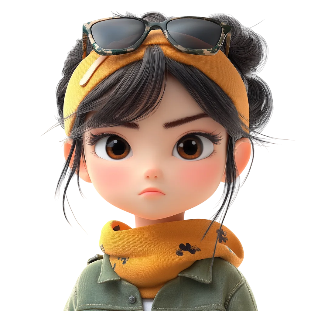 Cute Chibi Girl With Black Hair PNG